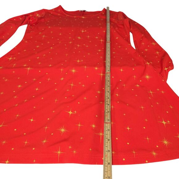 Tipsy Elves Womens XXL Mini Dress Christmas Red Stretch Gold Stars Holiday - Picture 6 of 12